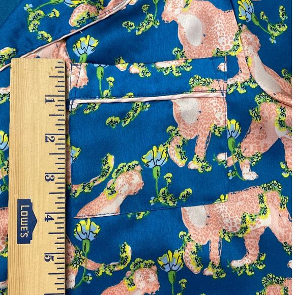 Their Nibs Pajama Top Cheetah Jungle Pocket Pyjama Blouse Asian Inspired V-neck - Picture 5 of 10
